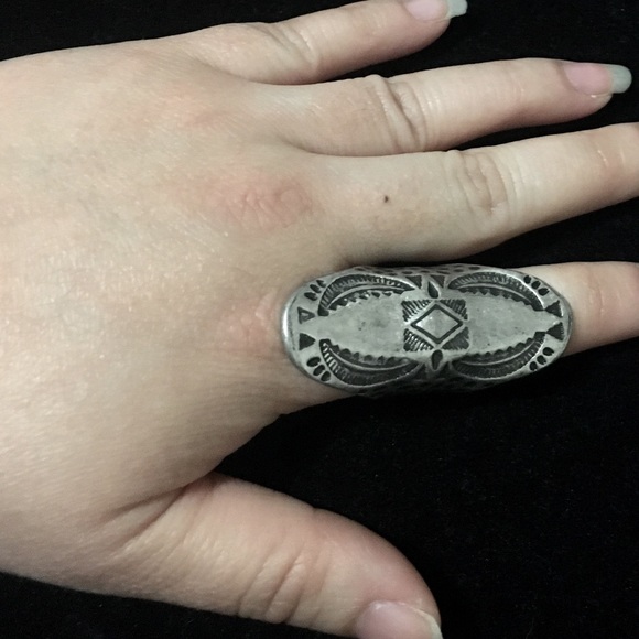 Silver Tribal Boho Finger Ring - Picture 3 of 4